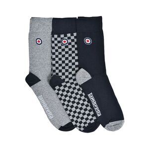 Lambretta Mens Checked Socks (Pack of 3) / Gray/Navy